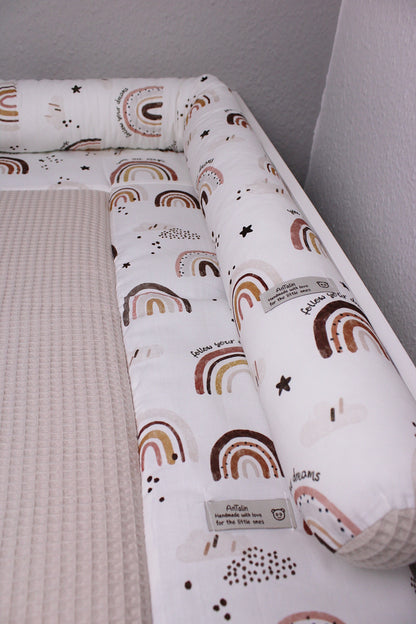 Wickelauflage Regenbogen braun